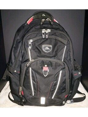 High Sierra Elite Laptop Backpack Black Red Airflow Suspension